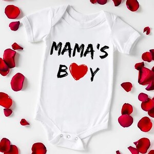 Mamas Boy Baby Vest - Personalized Funny Baby Bodysuit Gift - Personalized Funny Baby Vest - Funny  - I Love My Mom