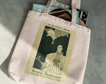 Vintage Boston Illustrated katoenen draagtas