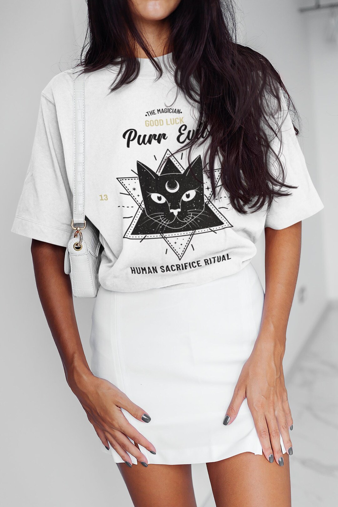 Purr Evil Cat T-shirt: Witch Cat Salem, Satanic Design - Etsy