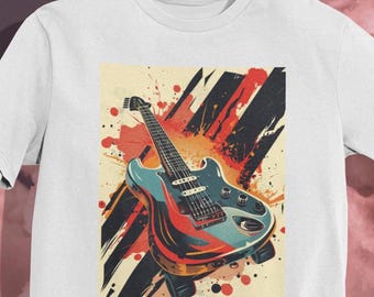 Electric Guitar T-Shirt: Vibrant Splash Art, Music Lover Gift
