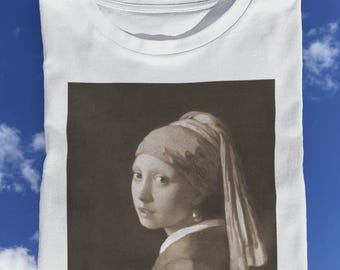 フェルメール「真珠の耳飾りの少女」Tシャツ、ヴィンテージアートT