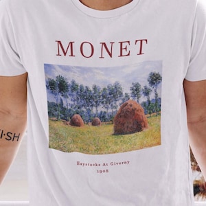 Monet Haystacks At Giverny Painting T shirt / Premium Quality
