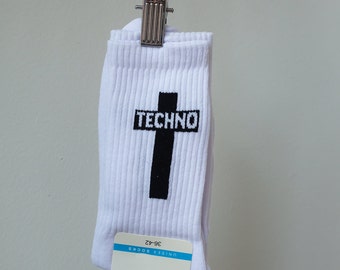 Techno Socks / Rave Socks / Festival Socks / Electronic Music / Cross Socks / Gift Socks / Rude Socks / Edgy / Cute / Cursing Socks