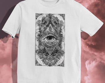 Camiseta Ojo que todo lo ve: diseño esotérico y místico para amantes de la moda gótica y simbólica