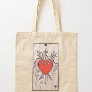 Three Of Swords Tarot Card Tote Bag - Premium Quality