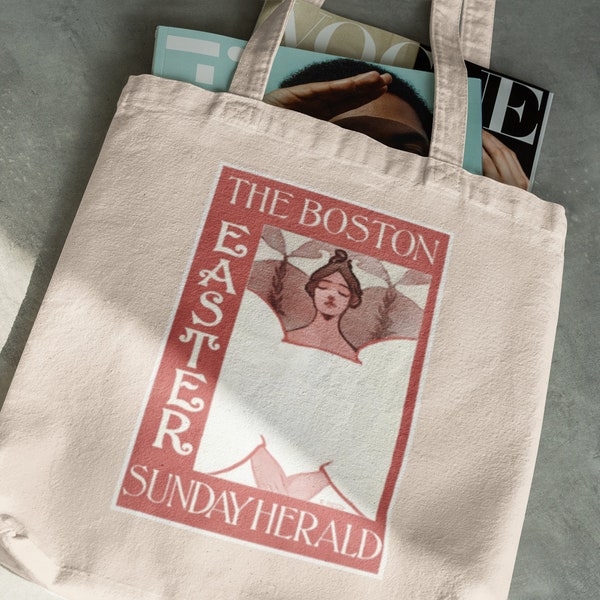 Boston Herald Tote Bag | Old Magazine | Easter | Retro Vintage