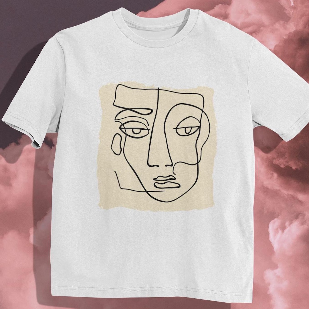 Abstract Face Line Art T-shirt: Minimalist Modern Design - Etsy