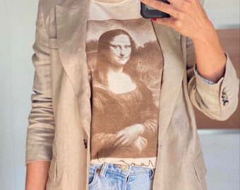 Sepia Mona Lisa T shirt / Leonardo Da Vinci T shirt / T shirt  %100 Premium Cotton - Unisex