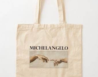 Michelangelo Creation of Adam Cotton Canvas Tote Bag
