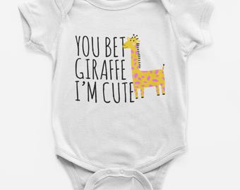Chaleco para bebé con el texto "You Bet Jirafa Im Cute" - Body para bebé divertido personalizado - Regalo - Chaleco para bebé divertido personalizado - Divertido