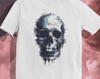 T-shirt Pixel Art Skull : T-shirt graphique gothique abstrait