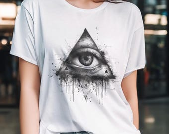 T-shirt Illuminati Maçonnique Œil Dans La Pyramide - Gildan, Coton, Taille Unique Unisexe