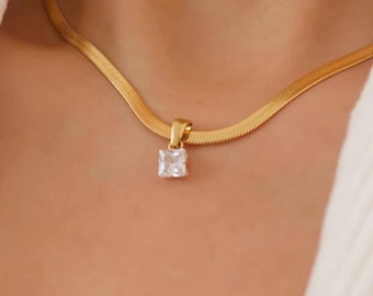 Collar y pulsera de cadena de serpiente de oro de 18k, joyería impermeable, minimalista, base de acero inoxidable, apilable.