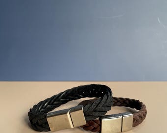 Pulsera de cuero para hombre, cuero auténtico, regalo para el Día del Padre, regalos hechos en Grecia, regalos Papou