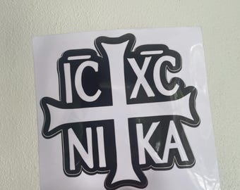 Calcomanías para autos ICXC, calcomanías ortodoxas para autos, accesorios griegos, regalos