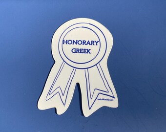 Pegatina de 7,6 cm con cinta griega honorífica, estilo de vida grecoamericano, regalos, regalos de broma