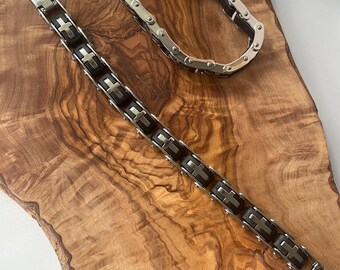 Pulsera de cadena de bicicleta con cruz para hombre, acero inoxidable, regalo para el Día del Padre, regalo para el hermano, detalle para el calcetín navideño.