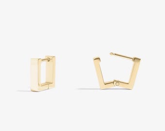 Pendientes cuadrados de oro de 18k, plata y oro, accesorios de verano, pendientes favoritos