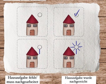 Stempel Rückmeldung Hausaufgaben - Haus mit Kreis (Stempel 07)
