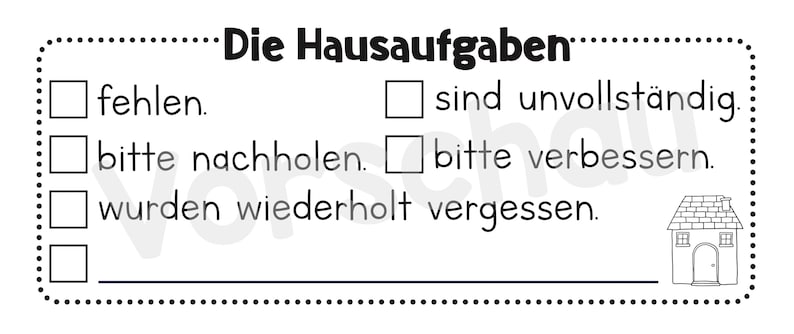 Stempel 'Hausaufgabenstempel' - DieGrundschulkiste X Materialwiese