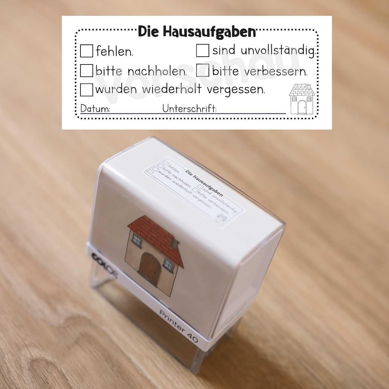 Stempel 'Hausaufgabenstempel' - DieGrundschulkiste X Materialwiese