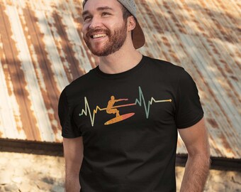Surfer Surfing Idea regalo tavola da surf hearbeat ecg Maglietta