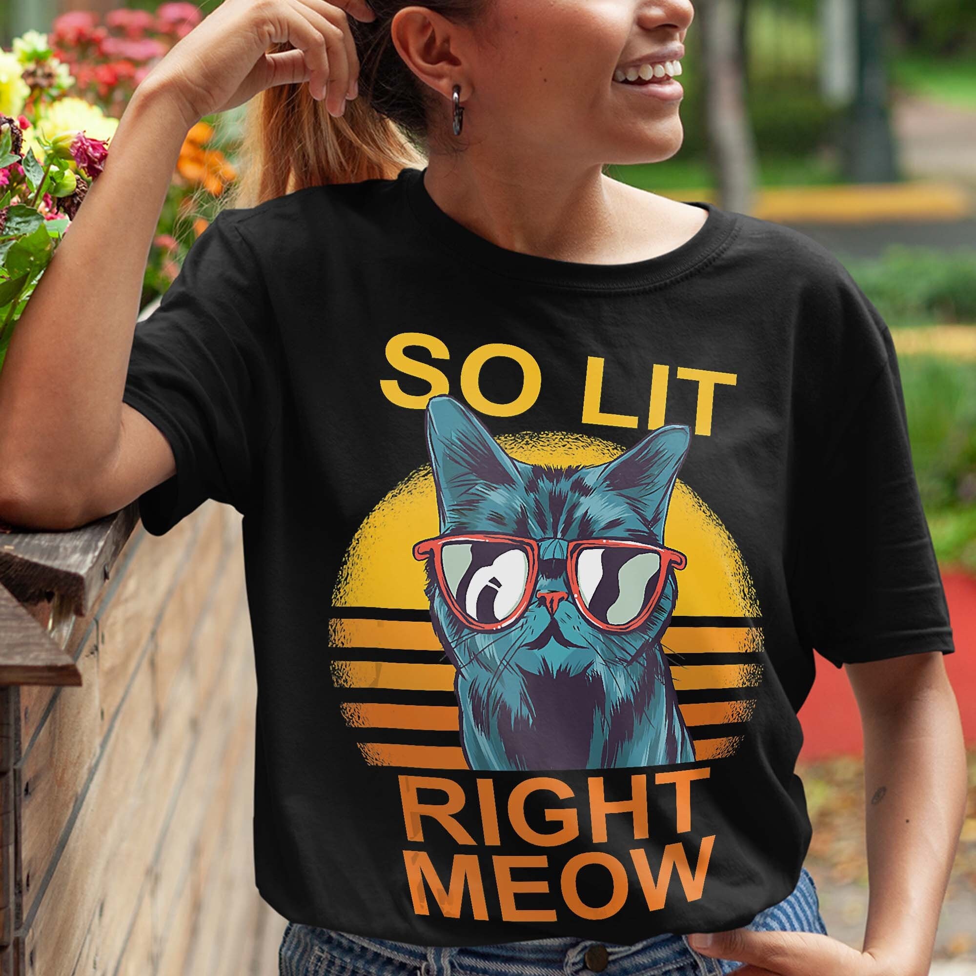 Cat Shirt so Lit Right Meow EDM Techno 