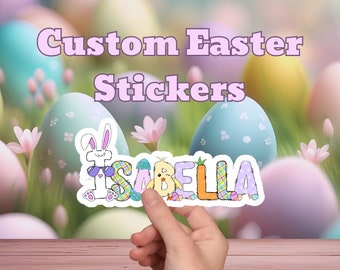 Custom Easter Stickers, Cute Bunny Sticker Set, Personalized Spring Egg Labels