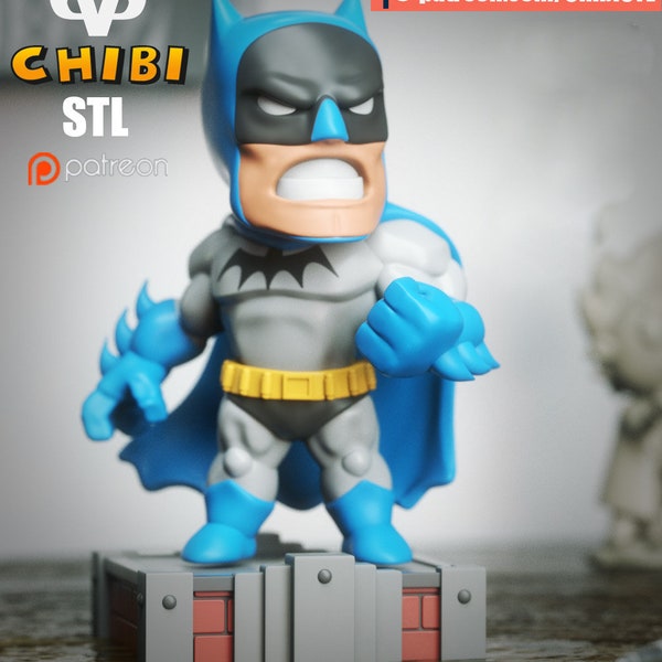 Golden Age Batman Chibi | Fan Art | DC Comics | DC Superhero | 3d Printed Figure | Unpainted | Unassembled