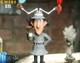 Inspector Gadget Chibi | TV Series Fan Art | 3d Printed Figure | Unpainted | Unassembled