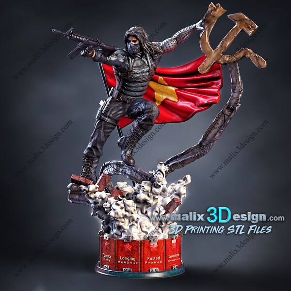 Winter Soldier Figurine Impression 3D Résine, Taille 18cm   Non Peint  3667000419446