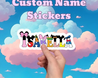 Custom Name Stickers Decals - Cartoon or Superhero, Cute Personalized Labels, Customized Sticker Set for Kids, Name Tag Label