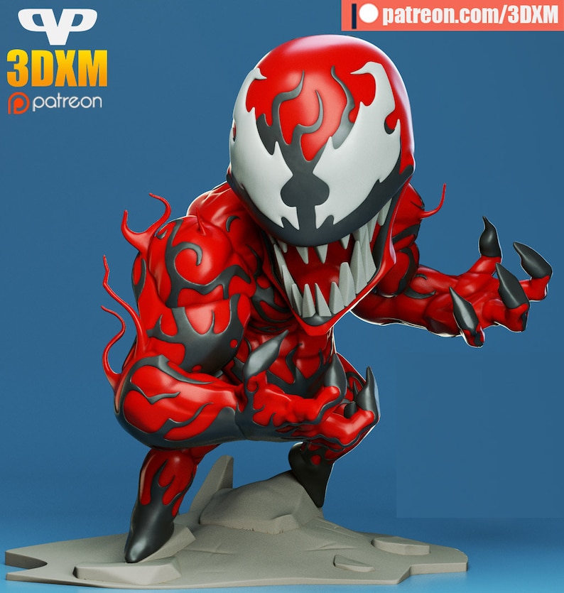 Carnage Chibi Marvel Fan Art 3d Printed Figure Unpainted Unassembled image 1