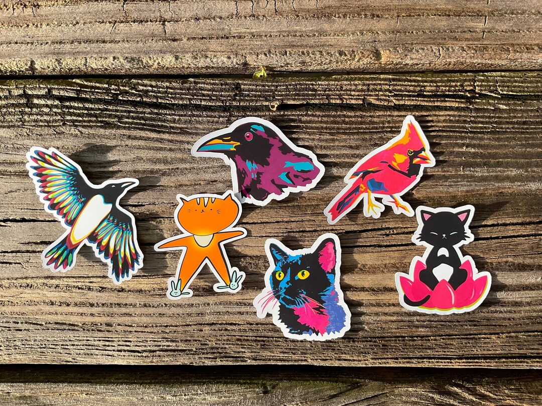 Summer Birds Cats Set or Individual Magpie Cardinal Crow Cat
