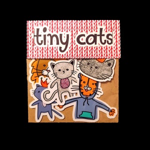Tiny Cats Sticker Pack - Little Kitty Kitties Vinyl Matte Stickers Decals Meow Handmade Art