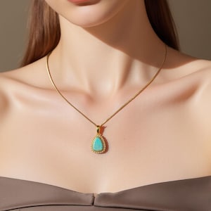14K Solid Gold Australian Black Opal Pendant Necklace, Freshwater Pearl Vintage Style Jewelry, Elegant October Birthstone Gift