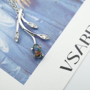 50% OFF Sterling Silver Opal Flower Necklace, Elegant Opal Jewelry, Christmas Gift, Mother’s Day Necklace for Women