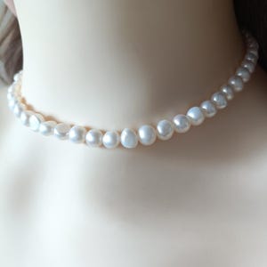 Dainty Genuine Freshwater Pearl Necklace, Layering Pearl Necklace, Bridal Pearl Jewelry, Wedding Necklace, Real Pearl Gift for Her