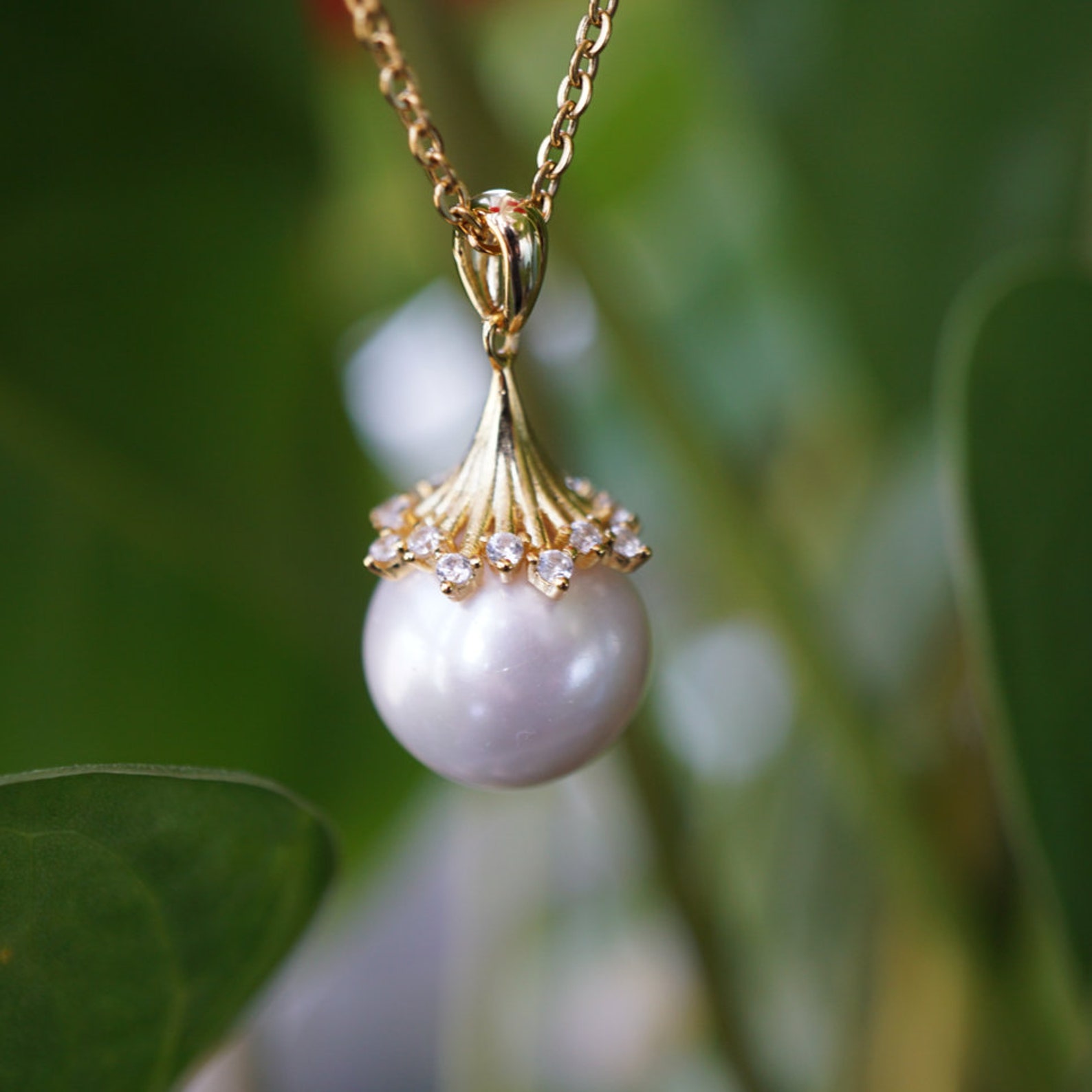Simple Gold Pearl Necklace Pearl Jewelry Wedding Pearl Etsy