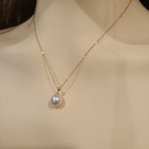 Einfache Perle Elegante 18k Solid Gold Perlenkette, Minimalist Echt Perle Anhänger Schmuck, Zierliche Goldkette Halskette Geschenk für Sie