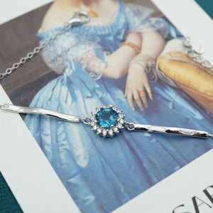 Natural London Blue Topaz Bracelet in Sterling Silver, Dainty Real Gemstone Bracelet, Elegant Blue Topaz Jewelry Gift for Her