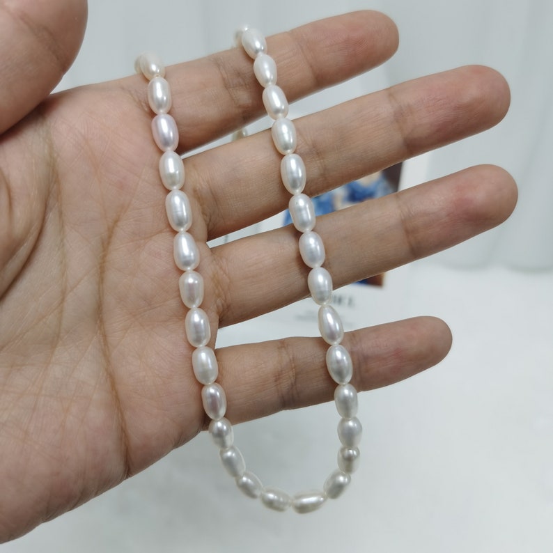 5mm Freshwater Rice Pearl Necklace Adjustable Etsy