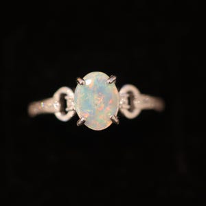 Classic Australian Crystal Opal Ring In 925 Sterling Silver With Cubic Zirconias, Opal Ring, Opal Jewelry, Valentines Day Gift, Gift For Her