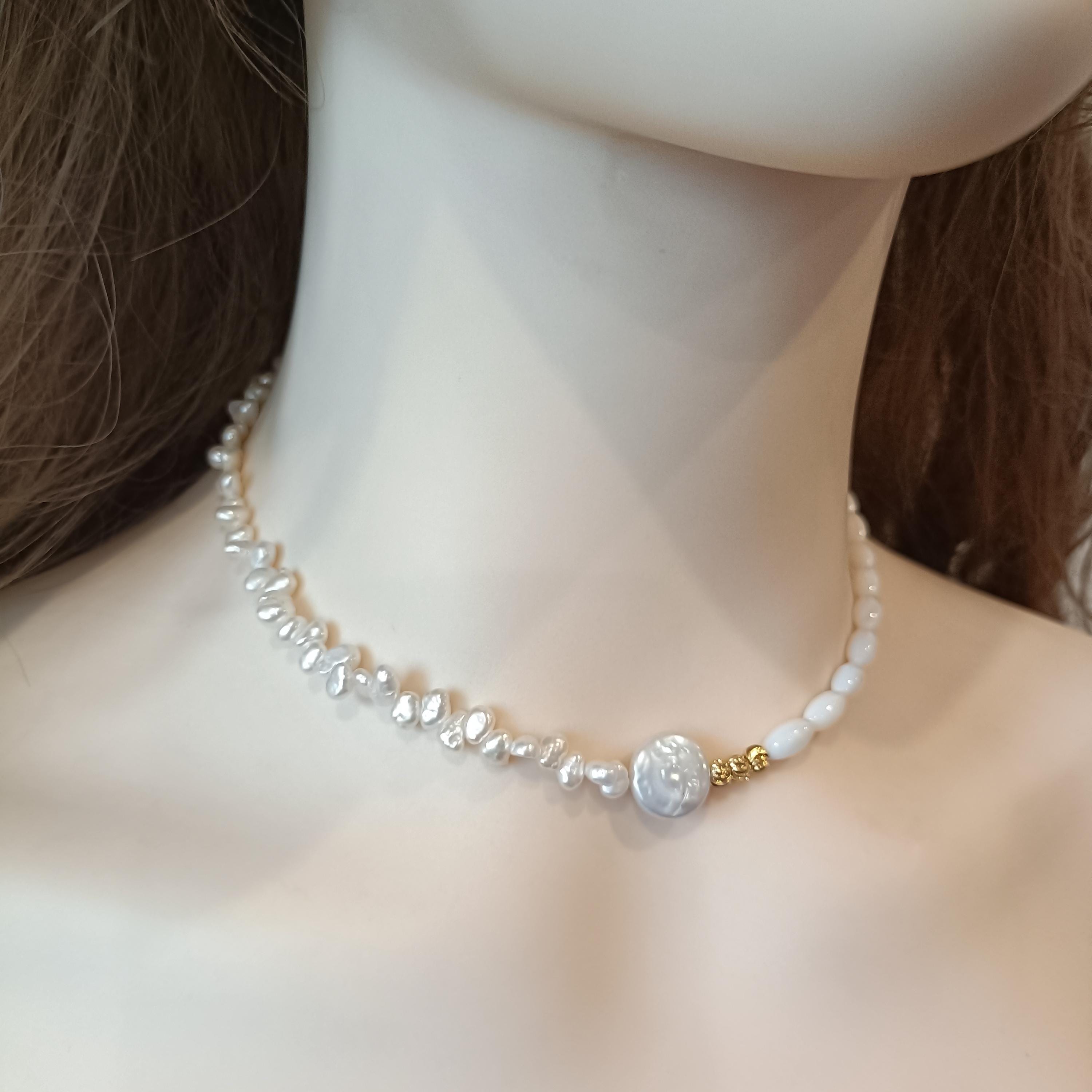 ネックレス・ペンダント handmade pearl necklace Half Pearl Necklace, Pearl Jewelry, Genuine Pearl Necklace, Gift