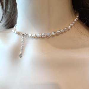 Elegant Pearl Necklace for Women, Natural Freshwater Pearl Jewelry, Dainty Minimalist Necklace, Timeless Pearl Gift in 925 Sterling Silver