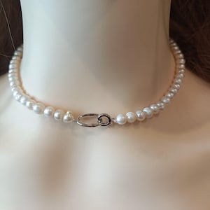 Pearl Choker Necklace, Dainty Freshwater Pearl Necklace, Real Pearl Jewelry for Women, Minimalist Bridal Necklace, Gift for Her