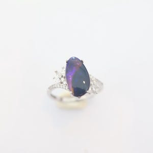 Paarse zwarte opaalring in 925 sterlingzilver, valentijnscadeau, natuurlijke opaalring, verlovingsring, zwarte opaalring, opaalsieraden, opaalcadeau