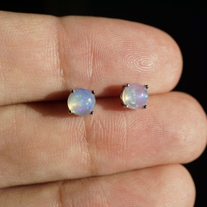 Real circle ethiopian opal earrings studs, opal studs, silver opal earring studs, 925 sterling silver