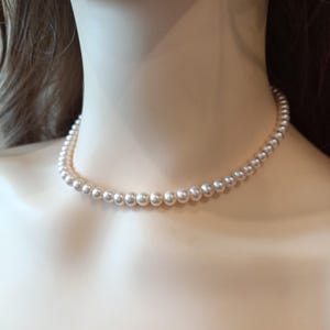 Genuine Freshwater Pearl Necklace in Sterling Silver, Round Freshwater Pearl Necklace, Men or Women, Gift For Her, Pearl Jewelry