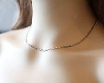 Simple Silver Cable Chain Necklace for Pendants, Delicate Sterling Silver Chain Jewelry, Minimalist Silver Necklace for Layering Look